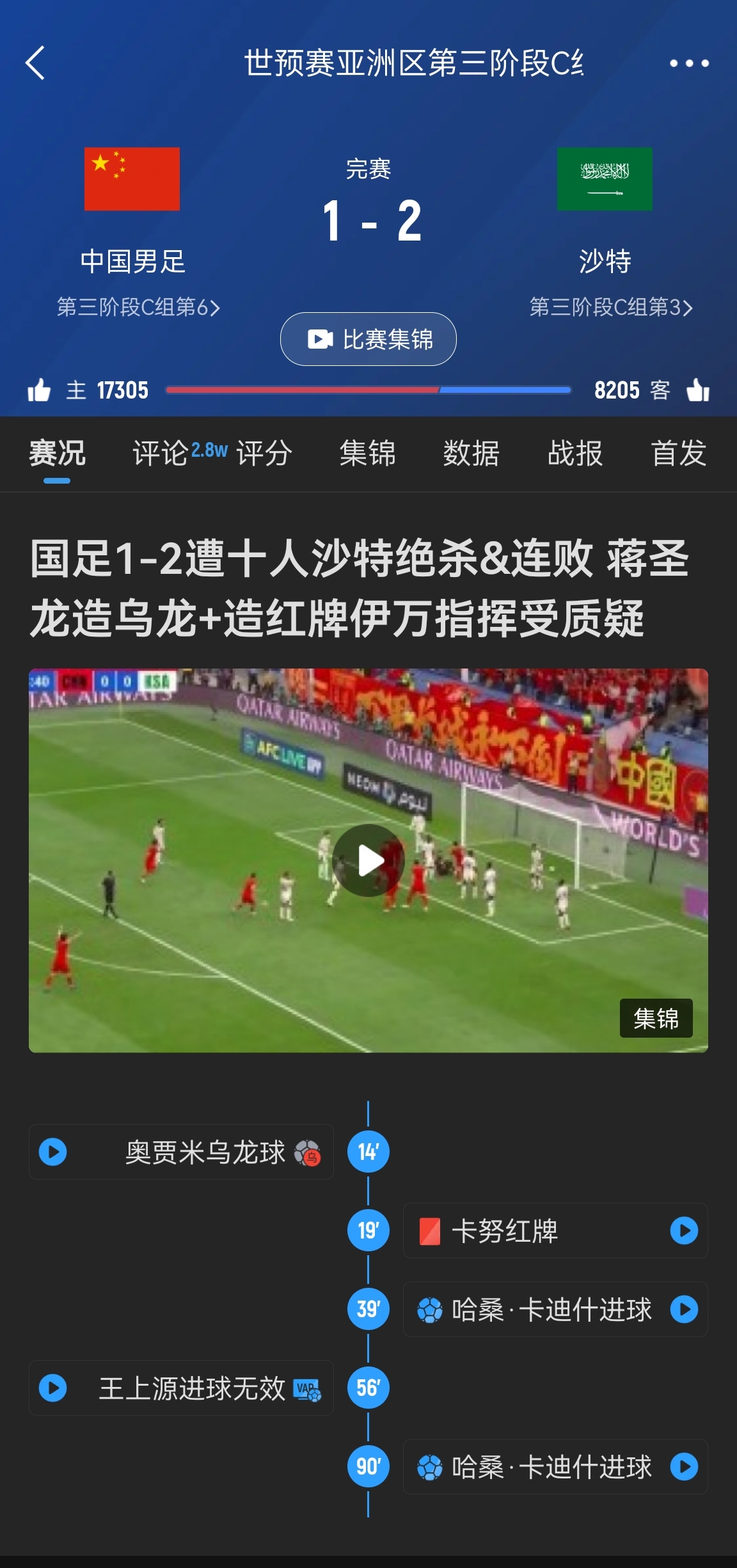 今天什么劇本？首戰沙特也是半場(chǎng)紅牌+蔣光太傷退，最后國足被翻