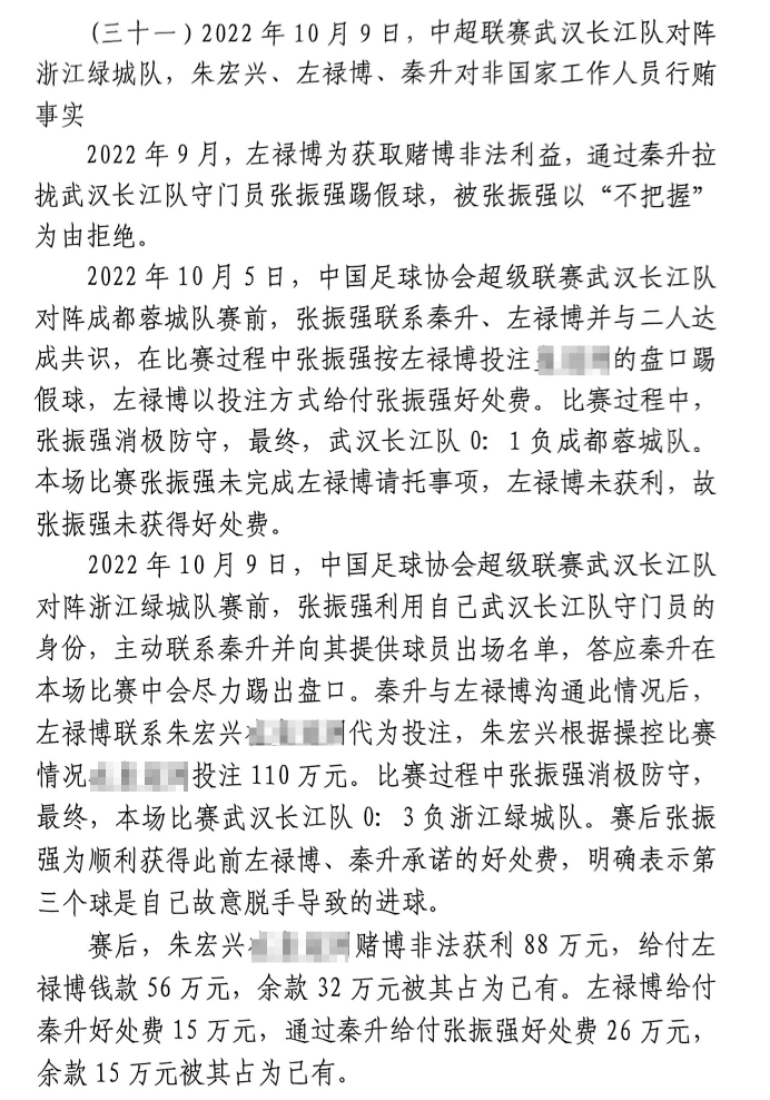 網(wǎng)傳判決書(shū)：前武漢門(mén)將向秦升主動(dòng)請纓踢假球，合分41萬(wàn)好處費