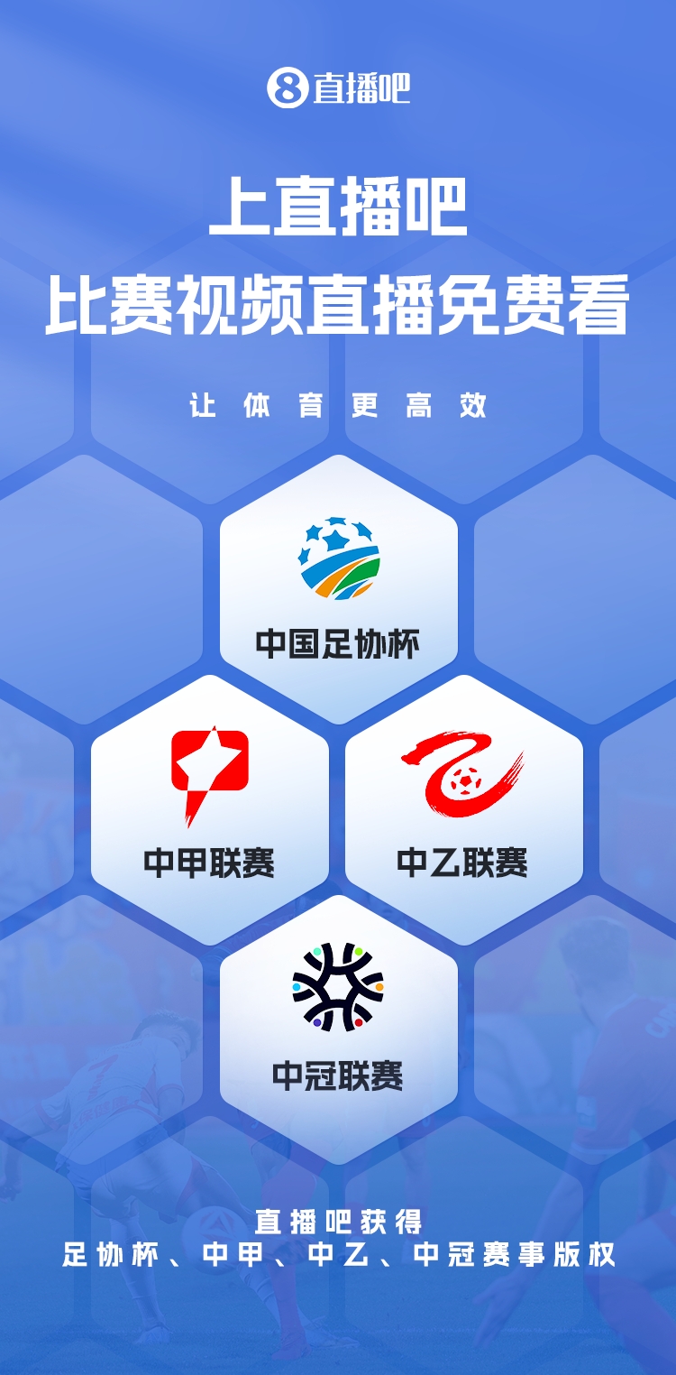 官宣！直播吧獲足協(xié)杯、中甲、中乙、中冠賽事版權，免費視頻直播