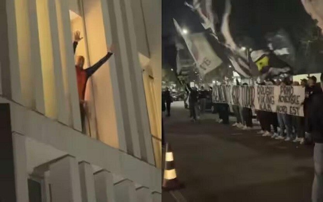 都體：尤文球迷來(lái)到酒店外支持新主帥，圖多爾向球迷們揮手致意
